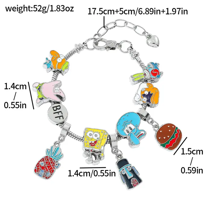 Bracelet de dessin animé Bob l'éponge - Pendentif maison d'ananas avec inscription BFF, bijoux pour 