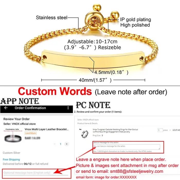 Bracelet Gravé Personnalisé en Acier Inoxydable Pour Filles Occasions Spéciales Prénom ou Date De Naissance