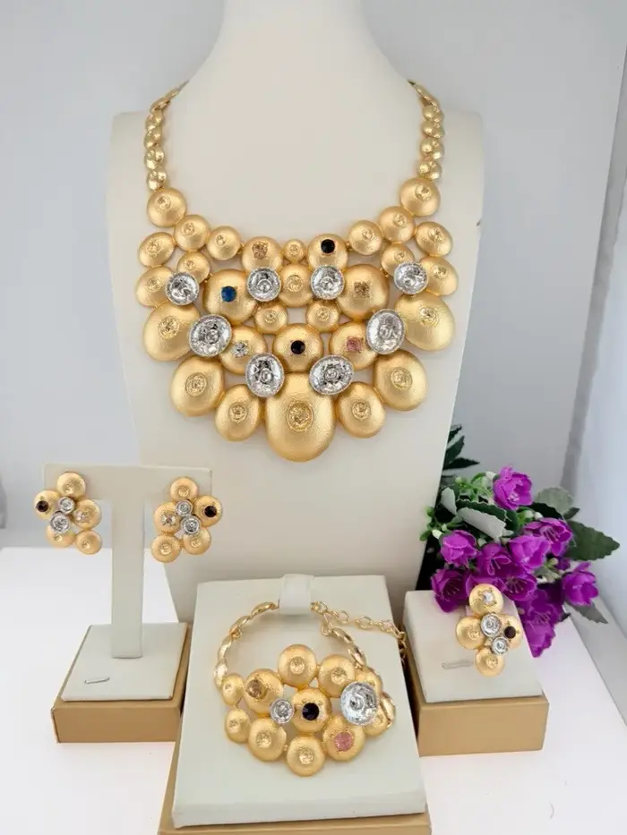 Parures de bijoux plaqués or Yulaili Dubai pour femmes