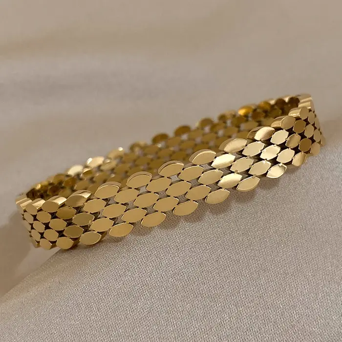 AENSOA – Bracelet ovale en acier inoxydable 316L