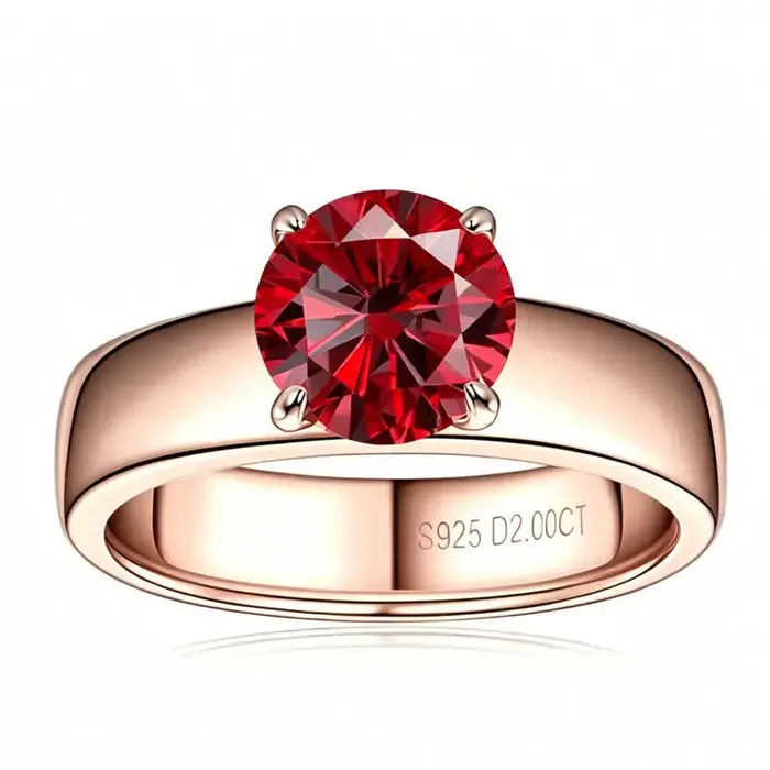 Bague solitaire en argent 925 avec moissanite taille ronde D VVS1
