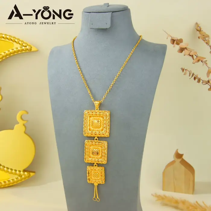 Collier pendentif massif Oman Fashion plaqué or 21 carats, grands pendentifs pour mariages nigérians, bijoux pour femmes kurdes pour événements et fêtes