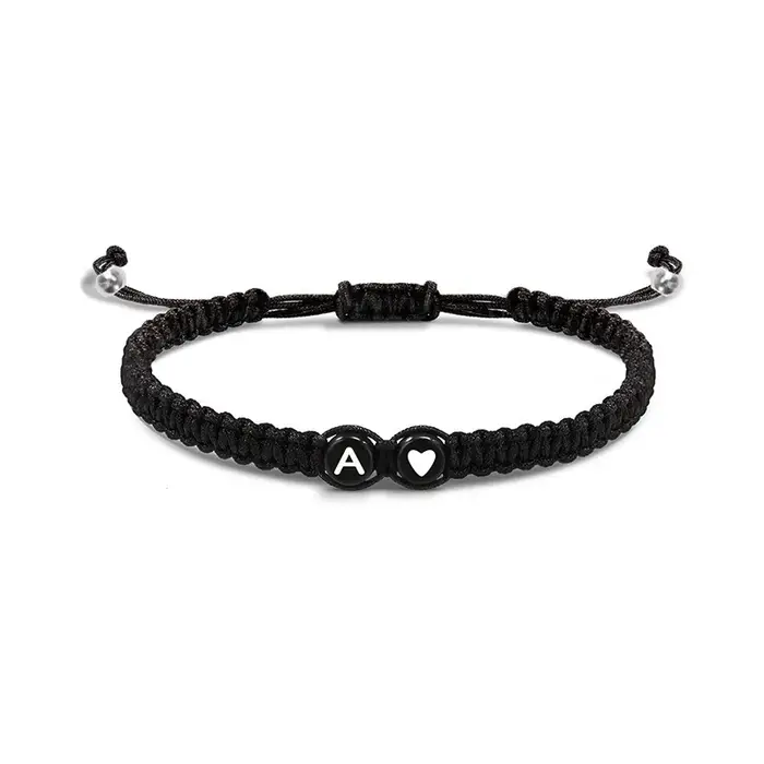 26 lettres initiales coeur Bracelets à la main réglable A-Z nom tressé Bracelets pour femmes hommes 