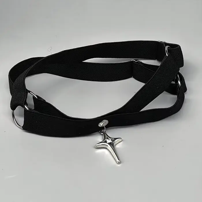 Gothique Punk élastique cuisse jarretière étoile pendentif jambe harnais sangles Bandages jambe enve