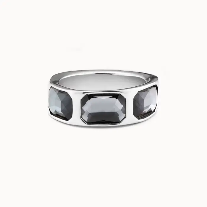 Bague incrustée de pierres précieuses de luxe élégantes, avec coupe géométrique de style rétro, bijo