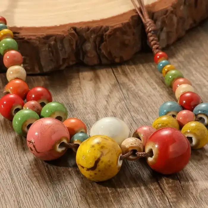 Collier en céramique coloré fait à la main, multicouche réglable, style Boho bohème, ras du cou, Style ethnique, bijoux perlés, Design de Niche