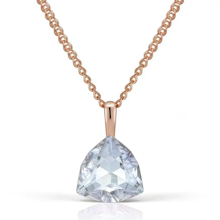 Wbmqda Shiy – pendentif et collier en pierre blanche pour femmes, couleur or Rose 585, grand Zircon 