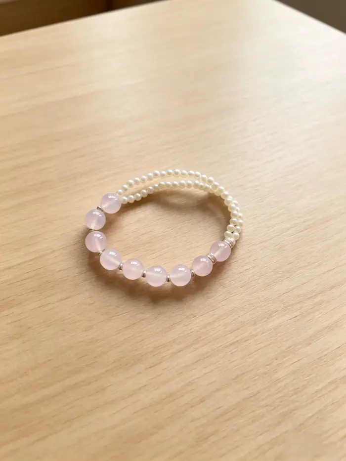 Bracelet en perles de quartz rose naturel pour femmes