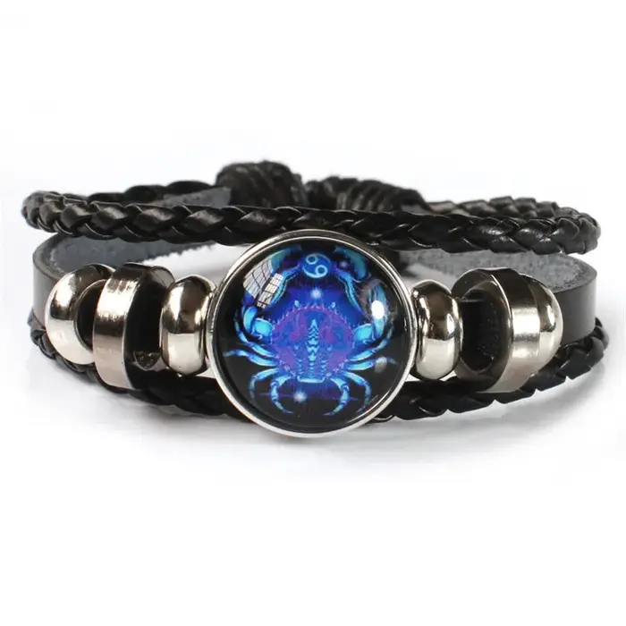 12 signes du zodiaque Constellation charme Bracelet lumineux hommes femmes mode multicouche tissage