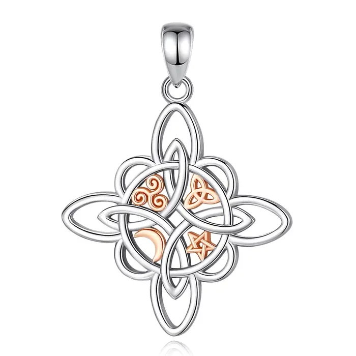 Eudora 925 argent Sterling noeud de sorcière collier sorcellerie noeud celtique étoile lune pendenti