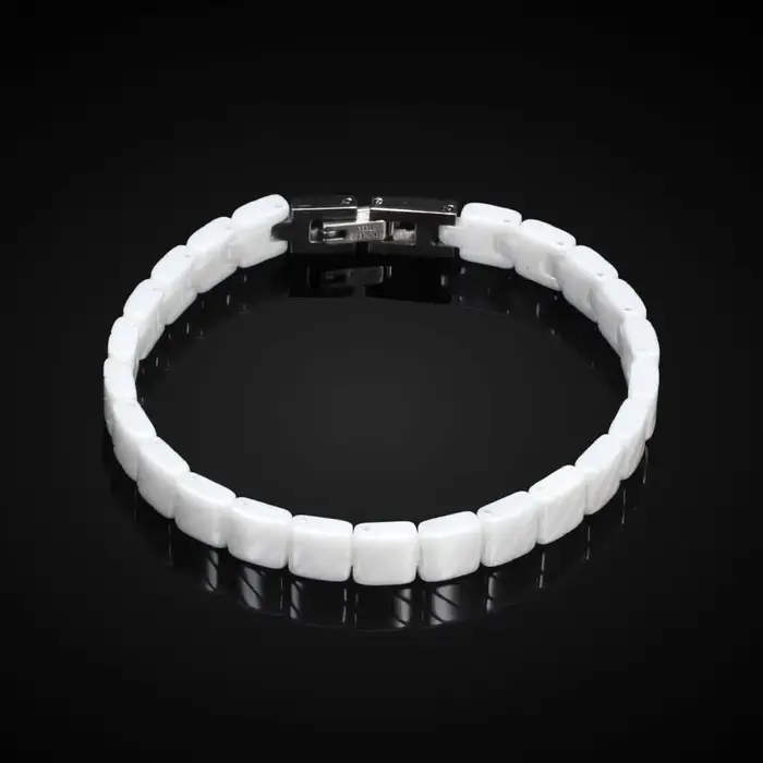 Bracelet en céramique patchwork noir et blanc pour femmes