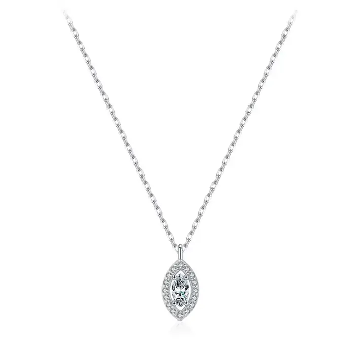 Vinregem-Pendentif Marquise en Argent Sterling 100% pour Femme, Pierre Précieuse Saphir Créée en Lab