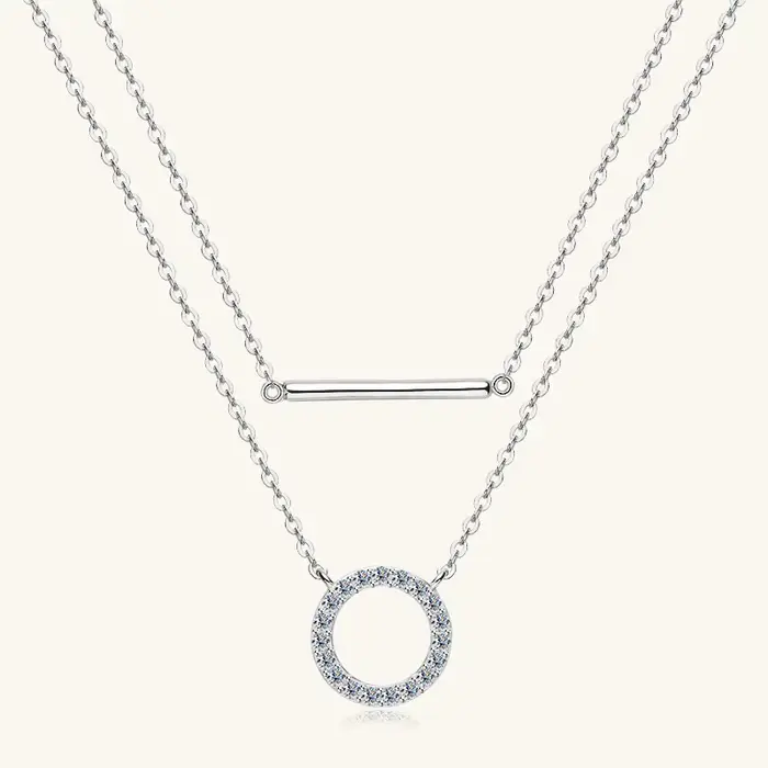 Collier Moissanite avec pendentif Double couche, chaîne en diamant en argent Sterling S925 pour femm