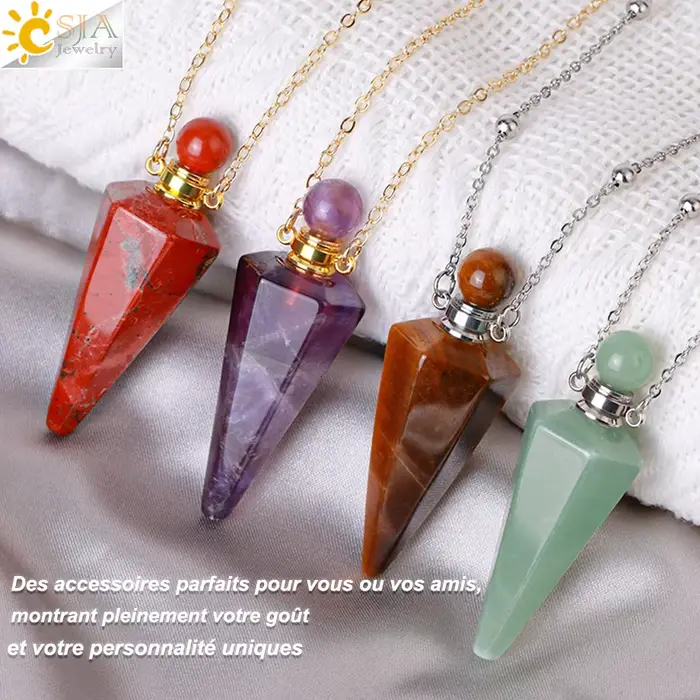 Collier diffuseur d'huiles essentielles en cristal