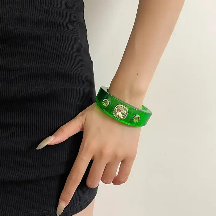 Bracelet en résine dégradé rond géométrique pour femmes style moderne unique occasions spéciales
