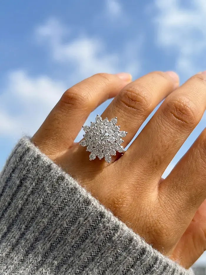Bague en argent Sterling 925 pour femmes, magnifique anneau en Zircon brillant en forme de tournesol