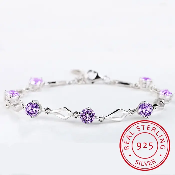 Bracelet à breloques en argent regardé 925 pour femme
