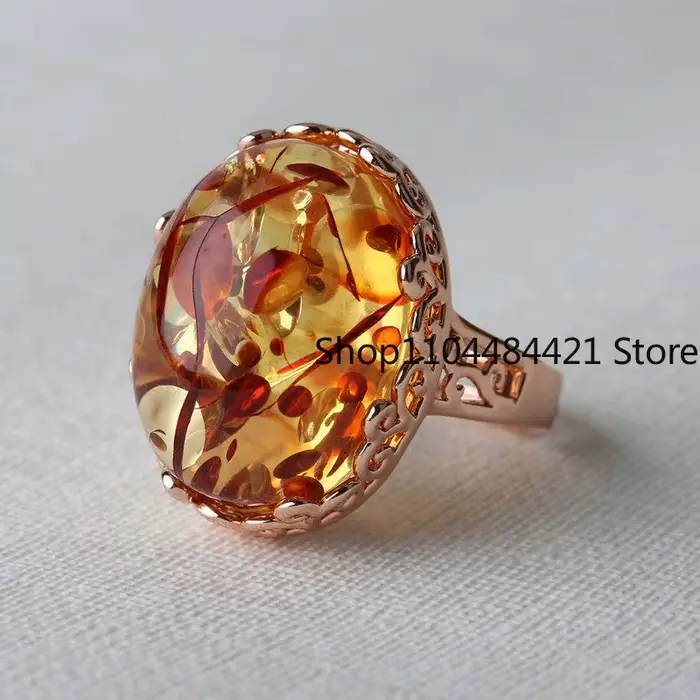 Bague en ambre bleu naturel réglable pour femmes et hommes, pierres précieuses de guérison, bijoux fins, véritable jaune rouge ambre baltique, Anillos Mujer