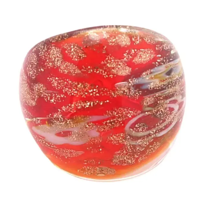 Bague artistique en verre A52E, avec incrustation sable doré Unique, pour femmes élégantes
