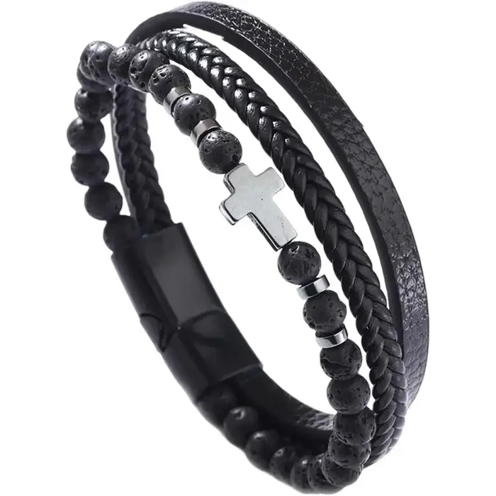 Bracelet croisé pour hommes, bracelet tissé multibrins, bracelet manchette ou cadeau d'anniversaire 