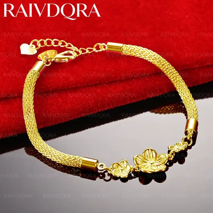 Chaîne en maille tissée en forme de fleur plaquée or 18 carats pour femmes, bijoux à la mode, access