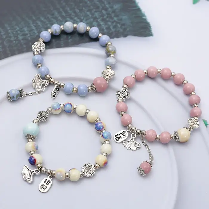 Bracelet en céramique rétro artistique pour femme