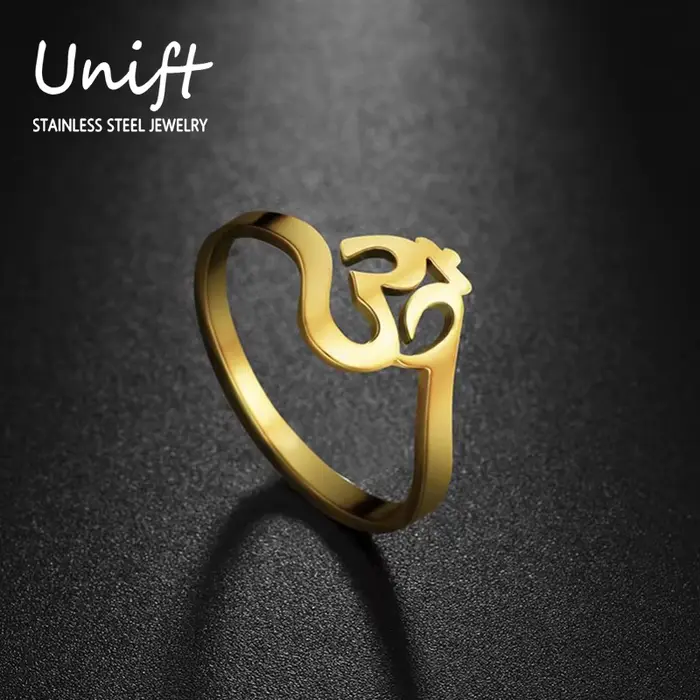 Unifier le bouddhisme Hindu Yoga Om Aum Anneaux pour femmes, sourire naturel, isman prudent, acier inoxydable, amulette, bijoux, méditation religieuse, cadeaux
