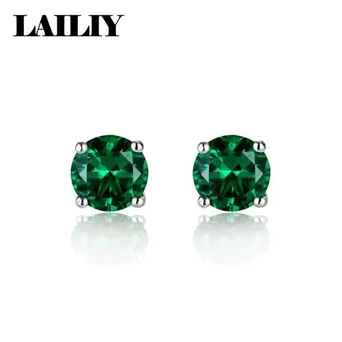LAILIY Boucles d'oreilles émeraude en argent sterling 925 pour femmes, bijoux tendance