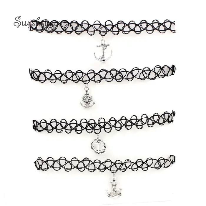 Collier élastique clavicule tatouage tour de cou ancre charme cou chaîne fête d'anniversaire remise des diplômes anniversaire vacances de noël