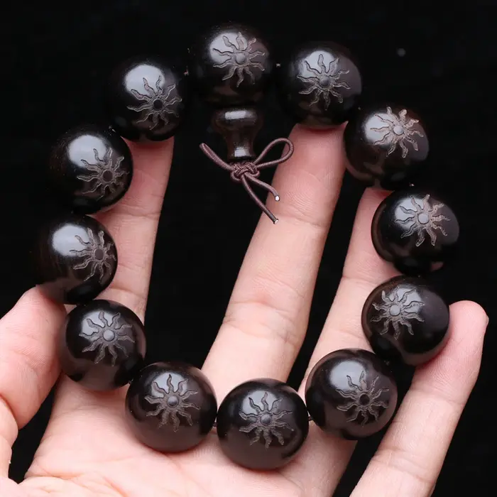 Bracelet en ébène pour hommes, classique, en bois de 20mm, glamour, noir