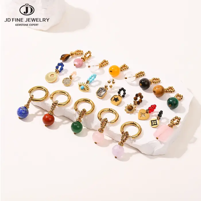 JD – boucles d'oreilles pendantes en pierre naturelle pour femmes
