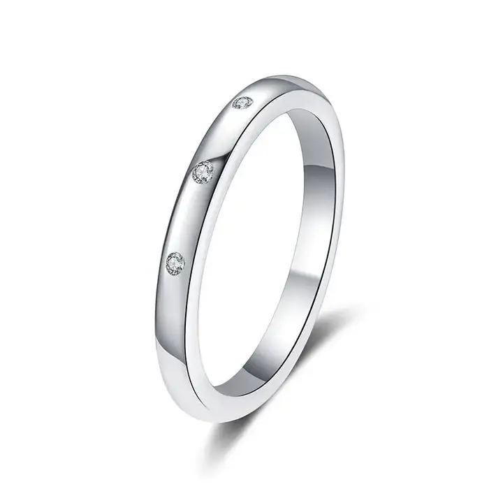 Bague en or blanc véritable pour femme | Bague d'éternité en moissanite 14K 18K pour fiançailles | T