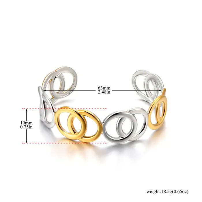 Lokaer – Bracelet manchette creux géométrique exagéré pour femmes