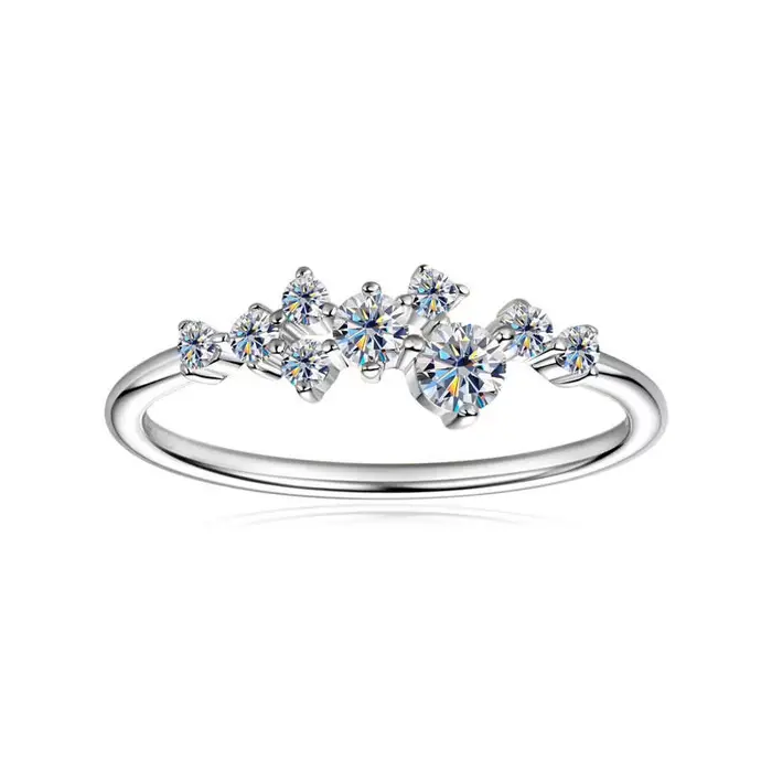 Bague en Moissanite pour femmes, étoile du ciel complet, 0.3 carat, couleur D, 100% argent Sterling 