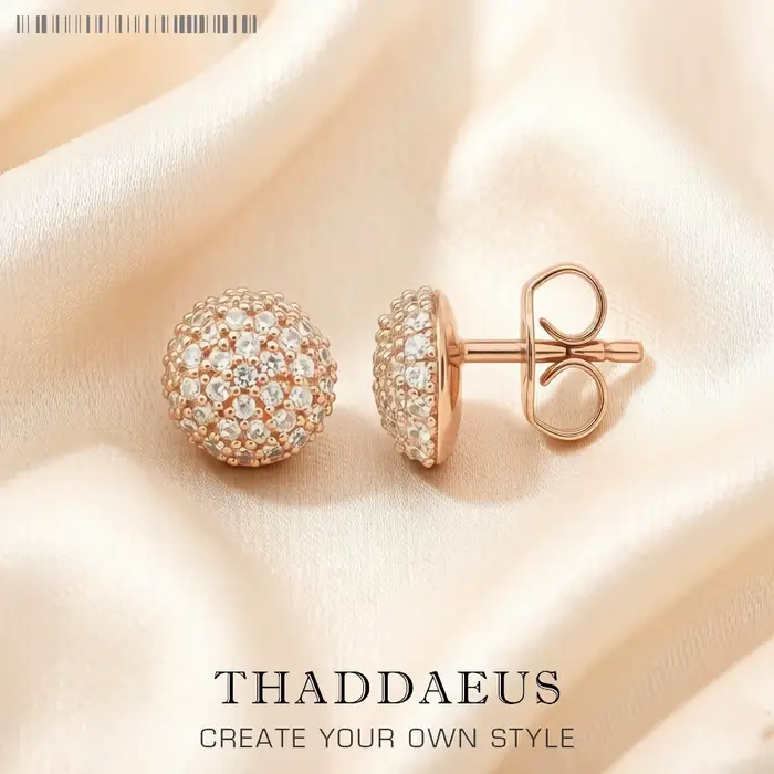 Boucles d'oreilles boule de pierre blanche plaquée or Rose, bijoux fins romantiques européens pour f
