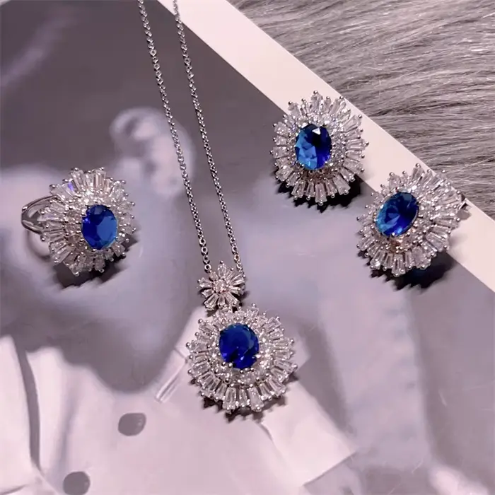 Ensembles de bijoux bleus en argent 925
