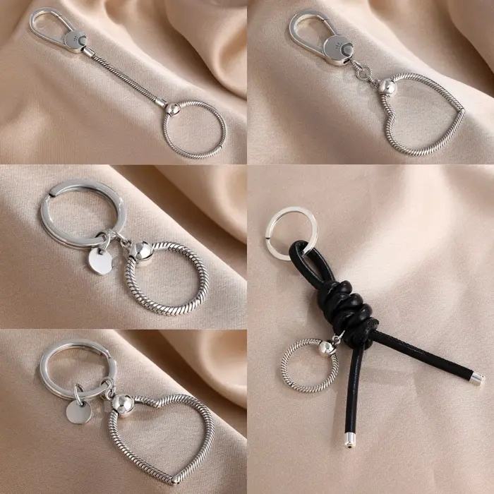 Porte-clés en argent 925 serti de zirconium blanc élégant pour femmes occasions spéciales cadeau fantaisie