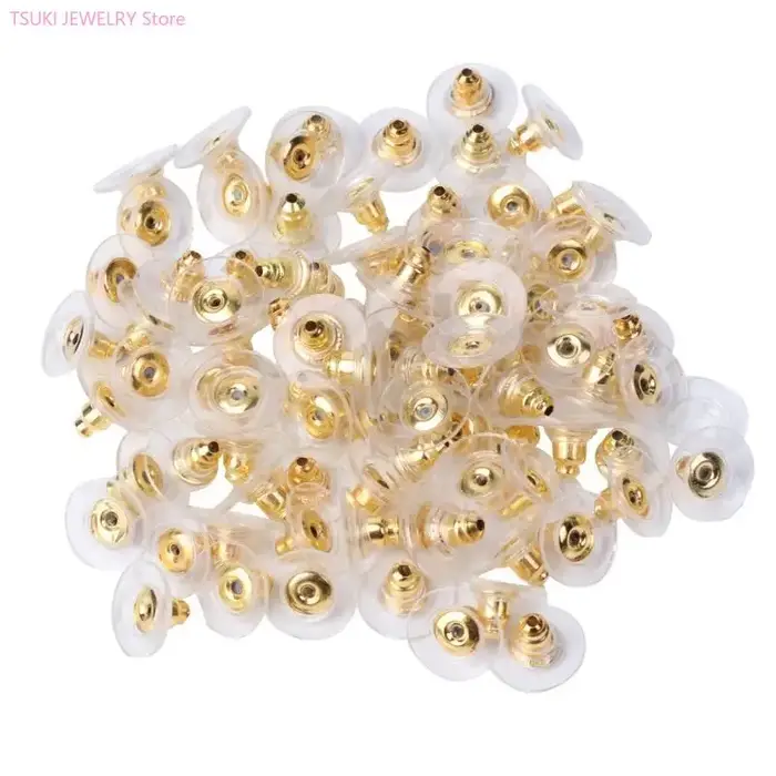 62KE 100 pièces boucle d'oreille hypoallergénique, pochette sécurité arrière avec accessoires tampon