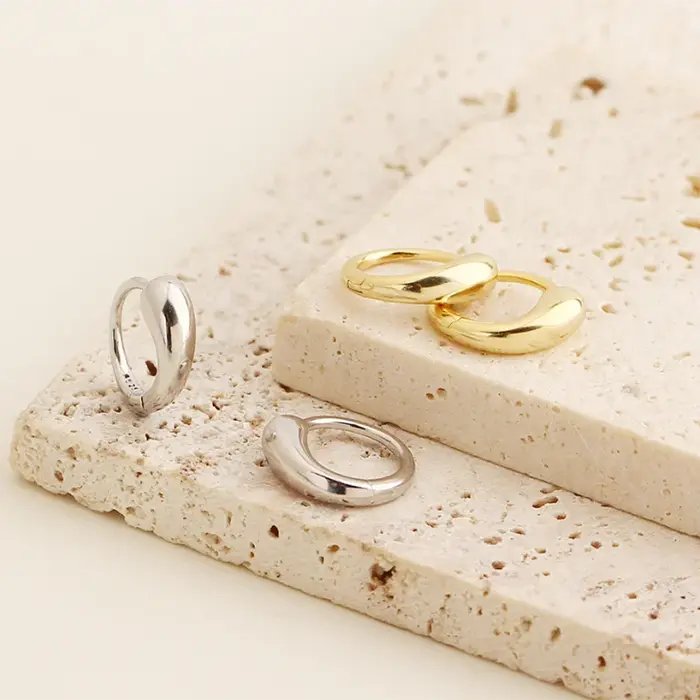 WANTME 925 en argent Sterling mode Simple Punk français Huggies boucles d'oreilles pour les femmes élégant polyvalent
