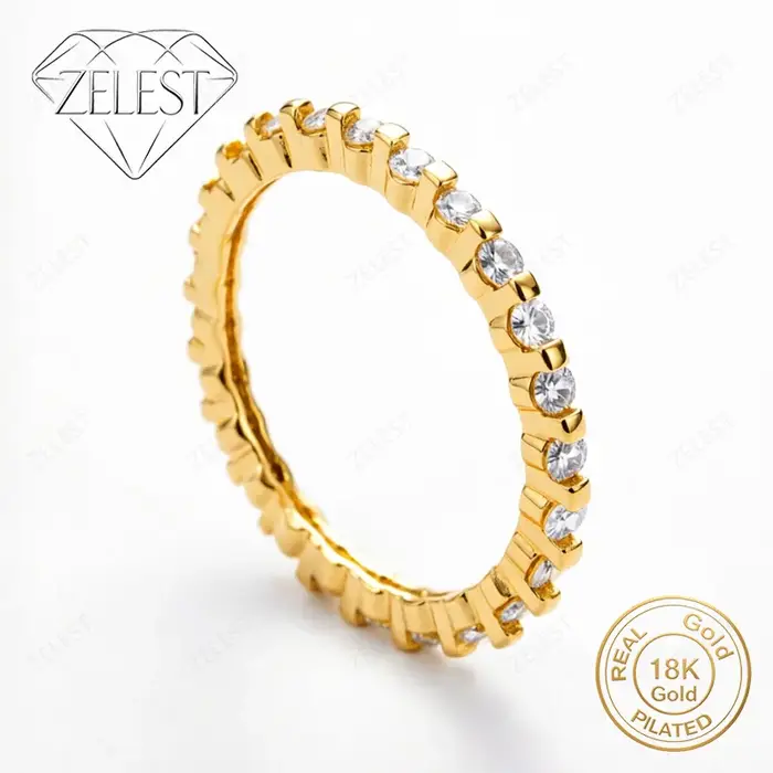 Bague en argent sterling 925 plaqué or 18 carats, luxueuse et exquise, sertie de diamants, pour femm
