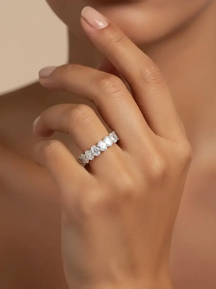 Bague ovale originale en argent Sterling 925 pour femmes