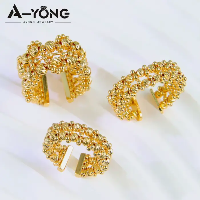 Bagues de perles réglables en or 24 carats, mode arabe, bague de mariage de mariée nigériane, dubaï, femmes musulmanes, bijoux Vintage arabesque