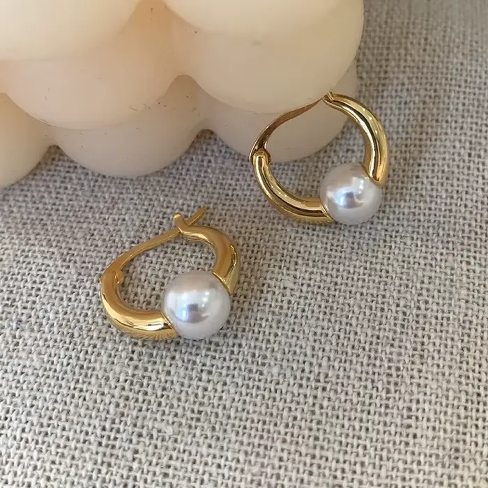 PONYKISS – boucles d'oreilles en perles couleur or pour femmes