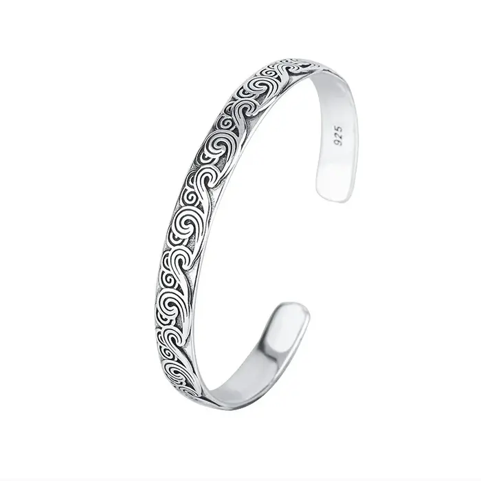 Nouveauté rétro vague Bracelets 925 bijoux en argent Sterling mode Spray personnalité doux nuage ouverture