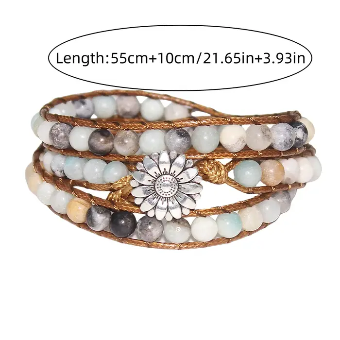 1 pièces bracelet de perles multicouche tissé à la main en pierre naturelle de vente chaude