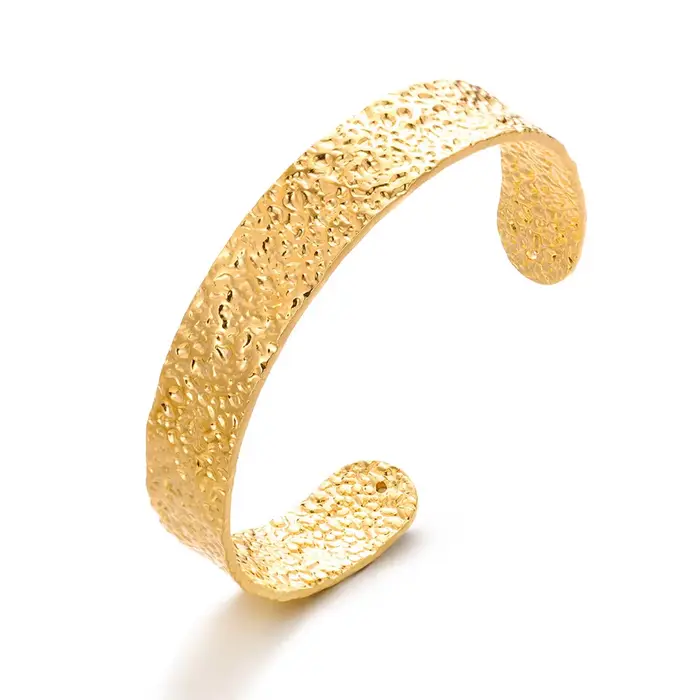 Bracelet manchette Vintage à fleurs pour femmes, couleur or, en acier inoxydable, moulage esthétique