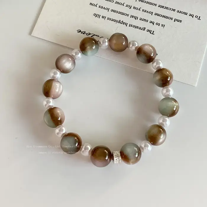Bracelet perlé fait main Toffee Rose, design de niche, nouveau style chinois, fin et brillant, acces