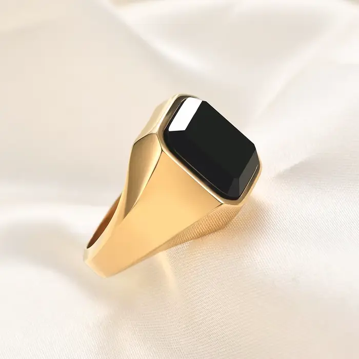 VQYSKO 2025 bague créative Unique en acier inoxydable, Simple et à la mode, bague polyvalente sertie de diamants carrés de 13MM