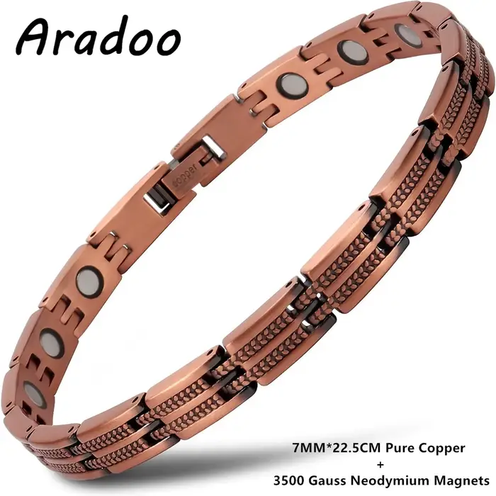 ARADOO – Bracelet en cuivre pour femmes, Design d'oreille de blé, en cuivre pur, magnétique réglable