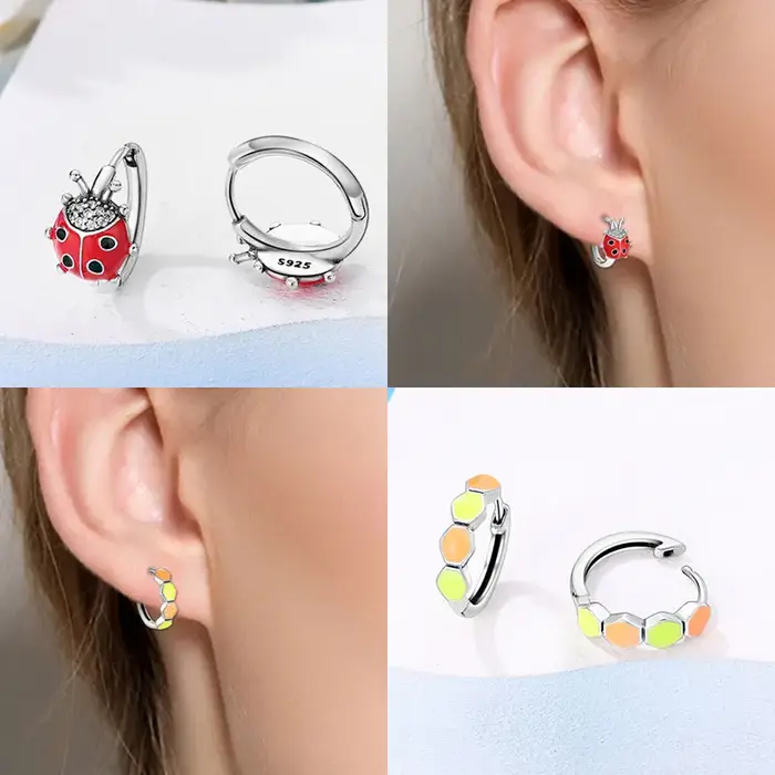 Boucles d'oreilles cr&eacuteoles d'abeille en argent sterling 925 pour filles, bijou romantique et mignon, cadeau d'anniversaire, bijou fantaisie pour femmes, bijou de fantaisie pour jeune fille, bijou pour occasions sp&eacuteciales